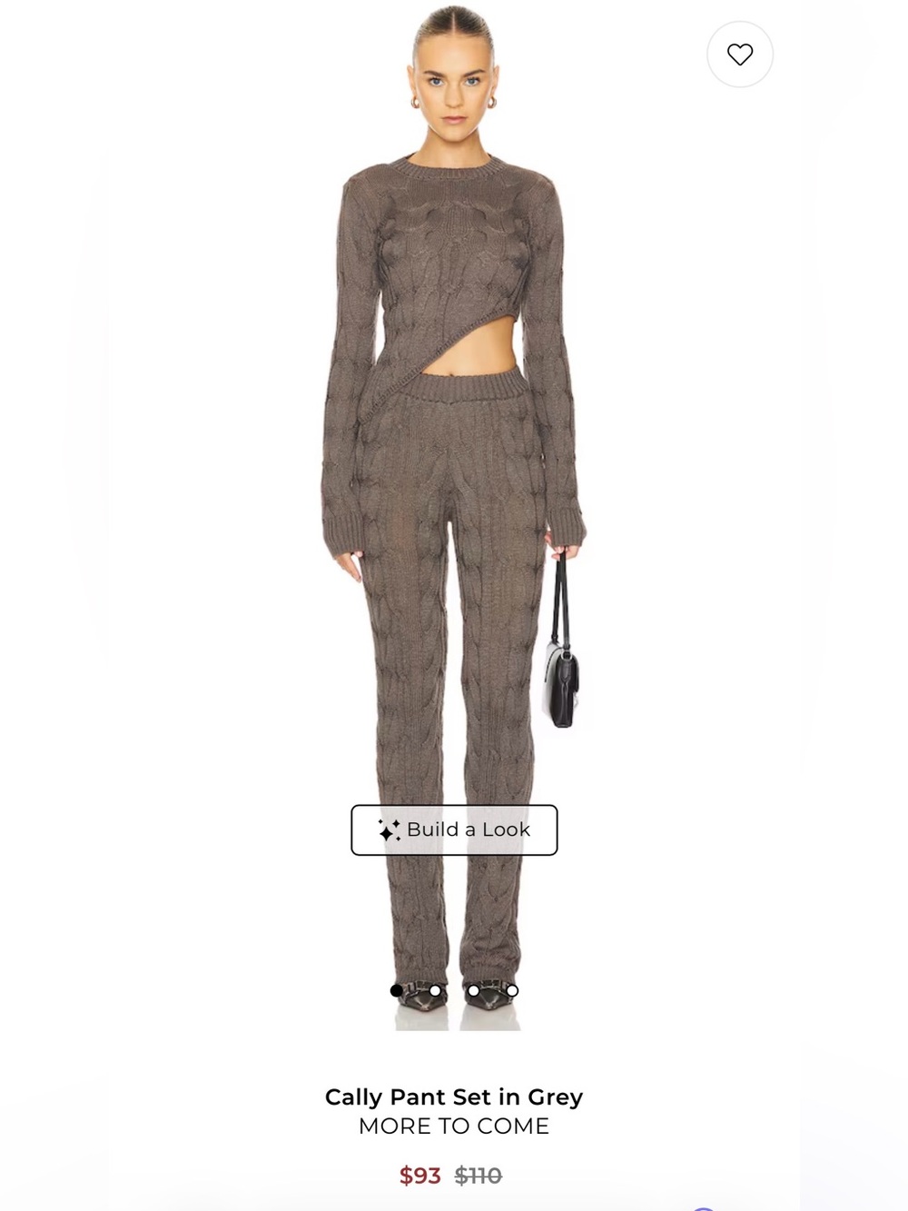 Women’s More To Come Cable Knit Two-Piece Sweater Pants Set Gray Medium